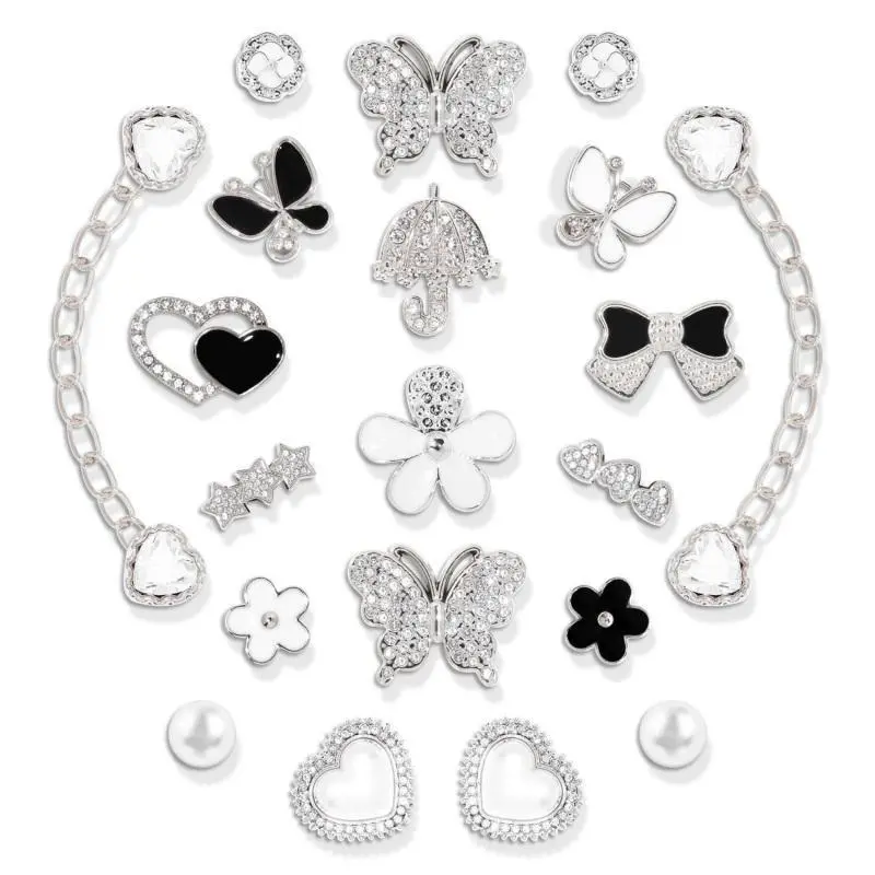 SOGLLQAM Bling Shoe Charms Sparkle Rhinestones Butterfly Flowers Shoe Decoration Charms for Women, Cute Shoe Chains for Clog Sandals, DIY Shoe Accessories for Women Birthday Party Favor Gift holiday present 