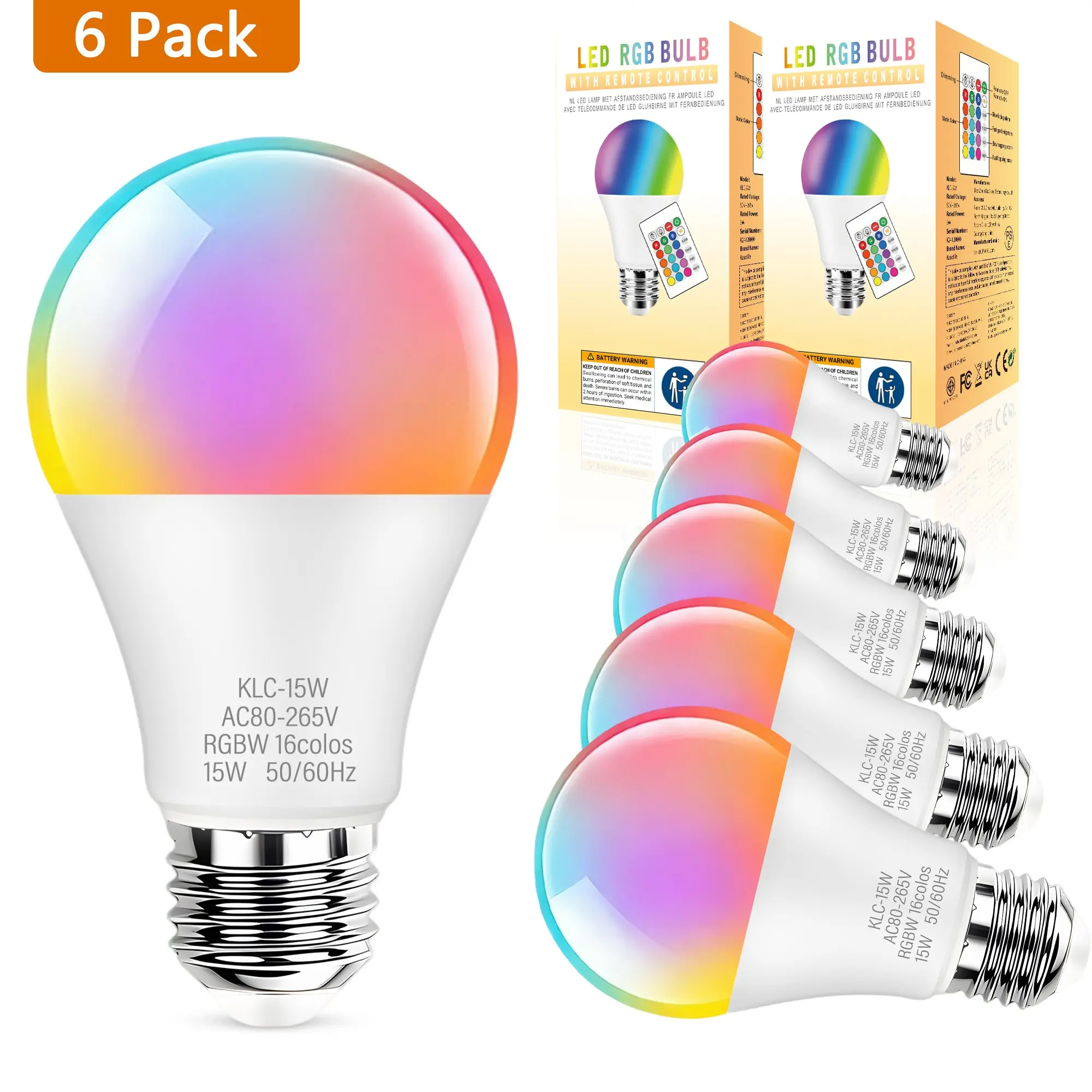 Kaotile LED Colorful Light Bulb E26 Base, 15w Multi-Color Changing, Remote Control Included, Ideal for Home Decor and Parties, Party Lighting