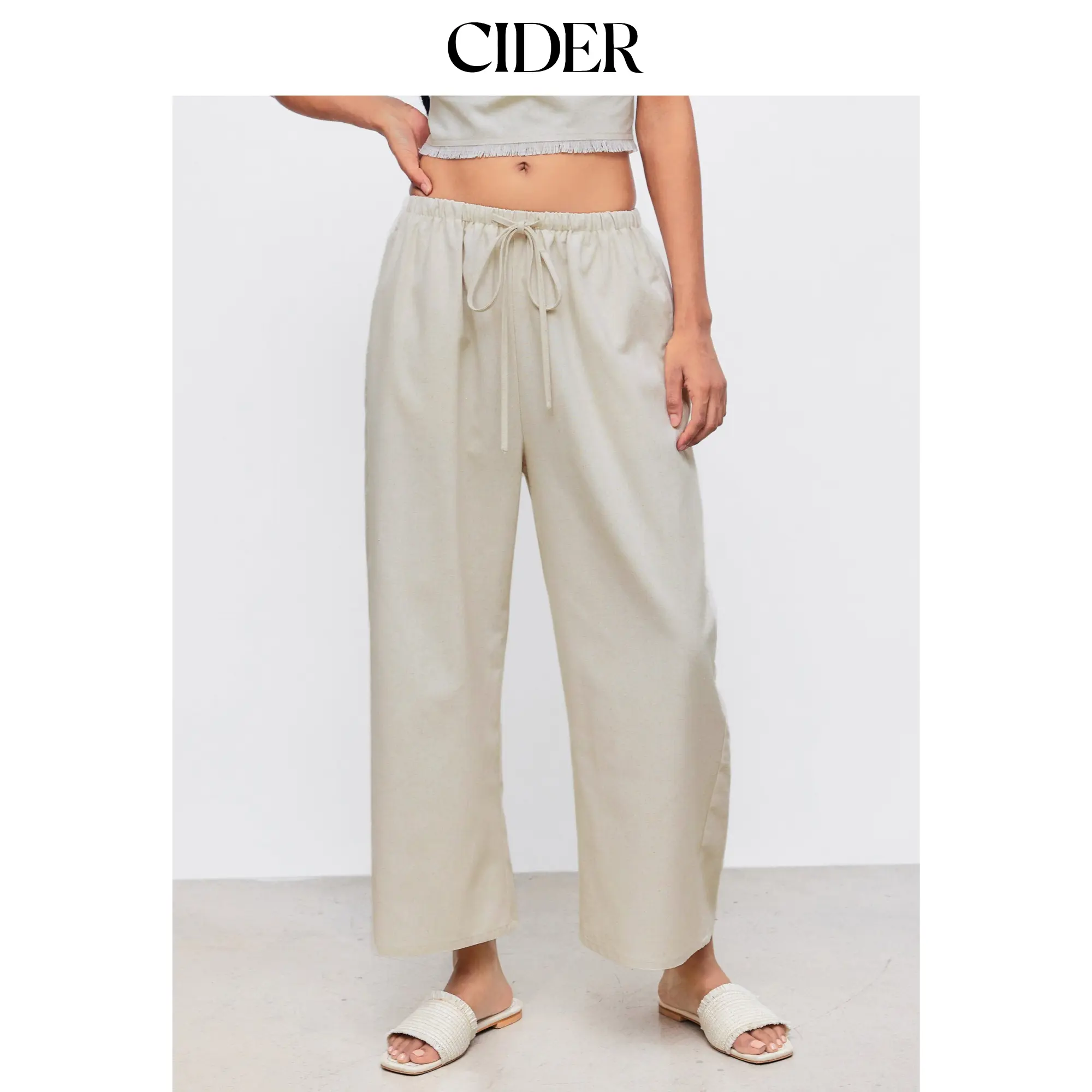 Cider Drawstring Pull-On Linen Pant