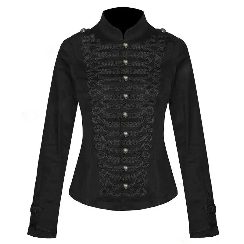 Steampunk Men Gothic Clothing Military Jackets Medieval Vintage Jacket Stand Collar Rock Frock Coat Men's Retro Punk Coat