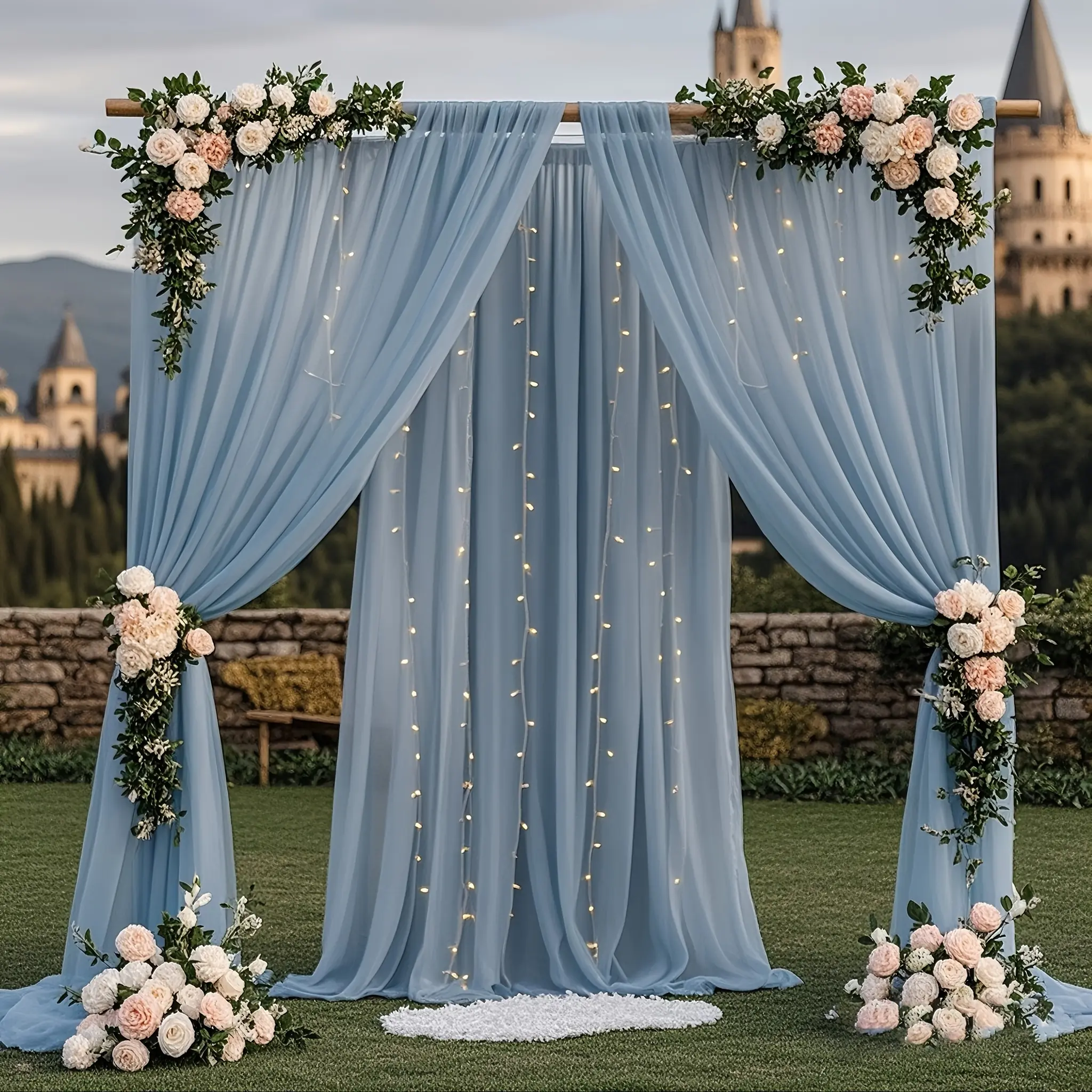 4pcs 1.6*3m/62.9*118.3inch gray-blue fabric curtains, suitable for wedding decoration, wrinkle-resistant drapes, birthday parties, photography backgrounds, and home decoration.Lightweight and durable, enhancing the decorative effect (curtain rod not incl