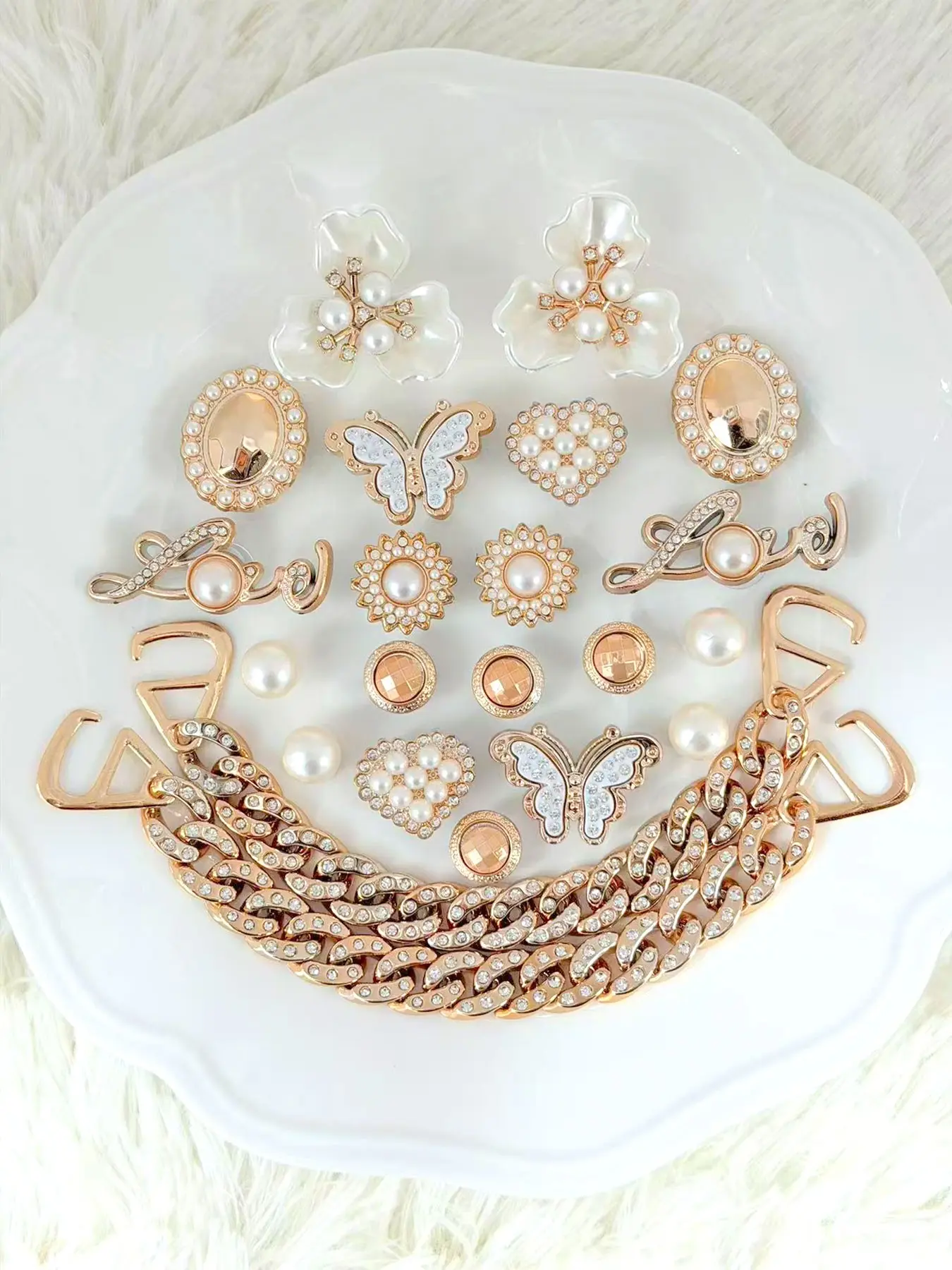 Fashionable Flower & Chain Design Cute Shoe Charms, Elegant Shoe Decoration for Women & Girls, Shoes Accessories for Clogs