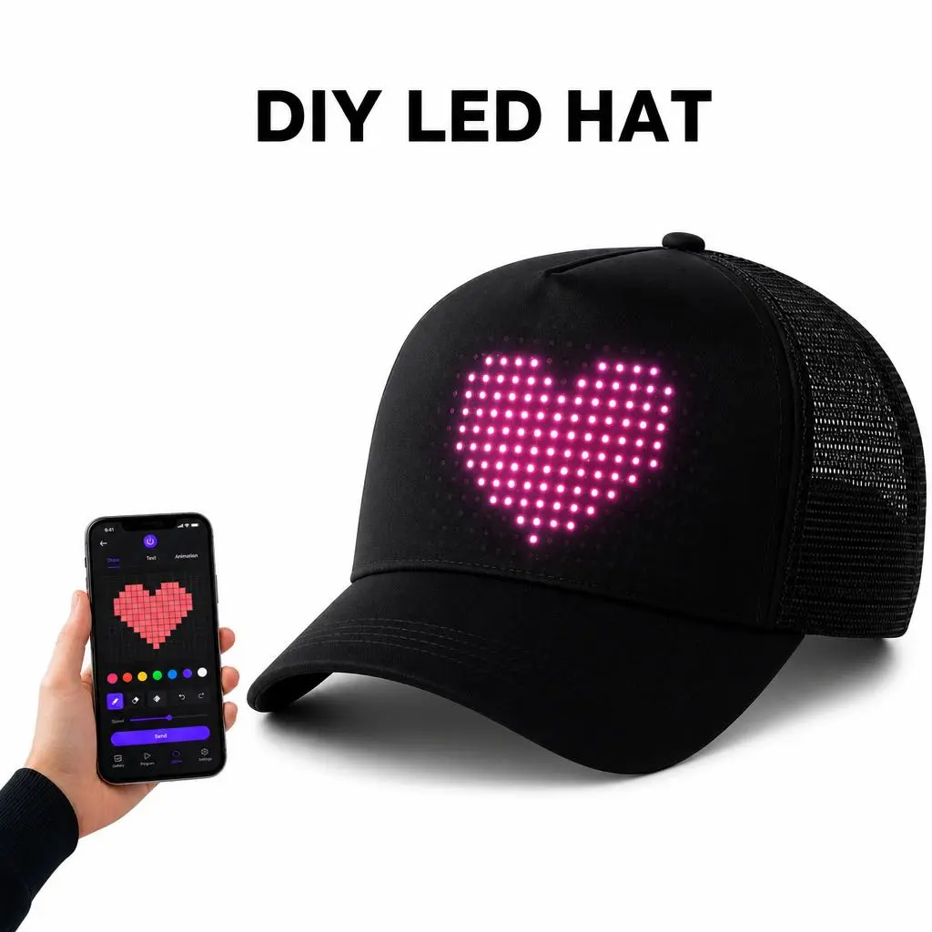 Customizable LED Hat - DIY Bluetooth Message Cap for Party & Raves | TikTok Made Me Buy It
