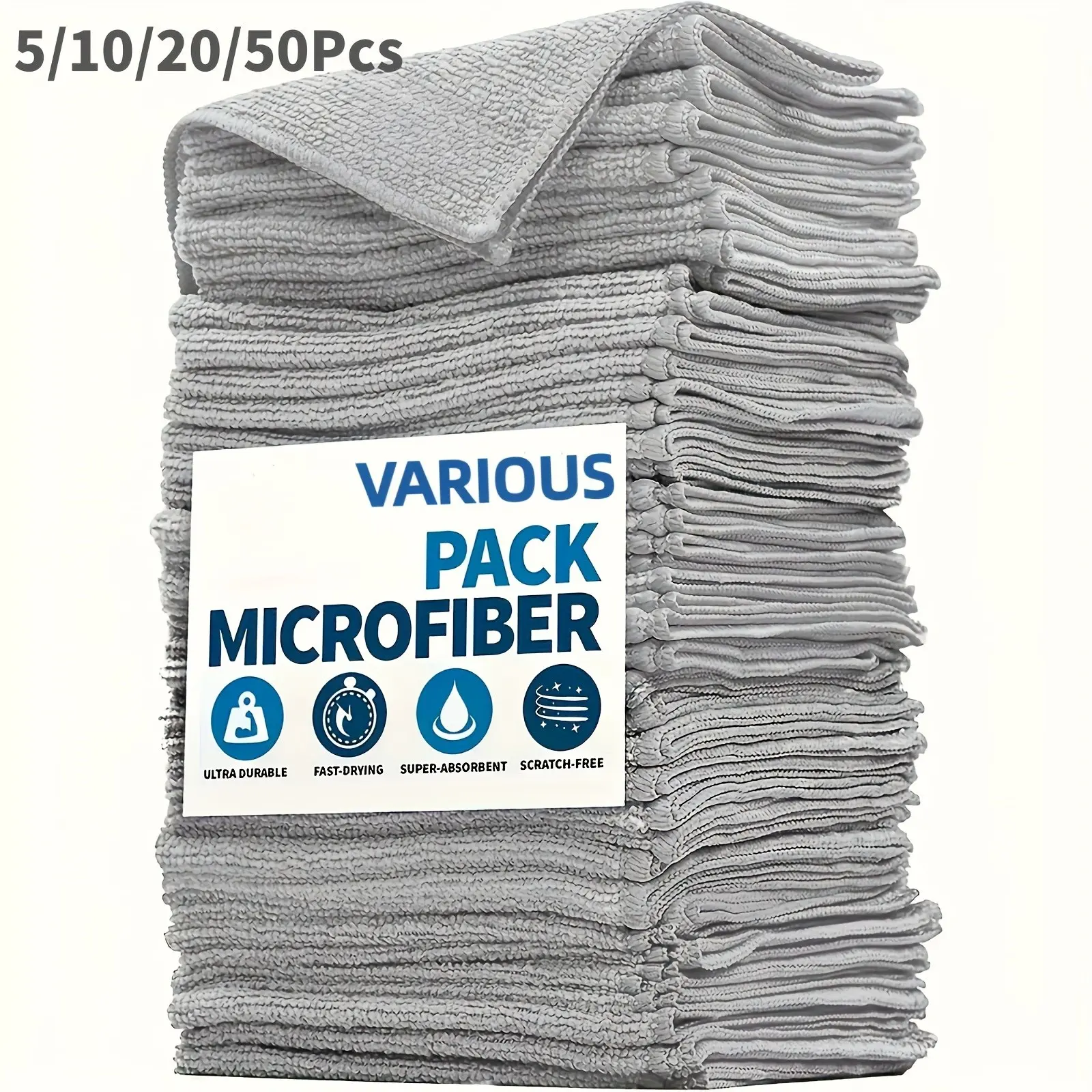 5/10/20/50 pcs Microfiber Car Cleaning Towels, Microfiber Towels for Cars, Soft Super-Absorbent Durable Cleaning Cloths, Quick-Dry Microfiber Drying Towels for Car Wash & Multi-Purpose Use in Car or Kitchen, Car Wash Supplies