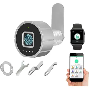 Fingerprint Drawer Lock  Phone App Biometric Cabinet Lock 30MM (27MM) with 3 Sizes Tubular Cam Support 20 Fingerprints 1000+ App Users iOS Watch Unlock