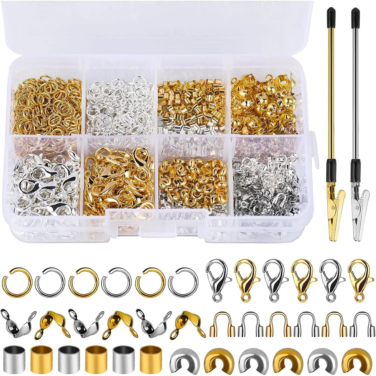 1320 count Crimp Beads Lobster Clasps Crimp Tubes Supplies | Crimp Beads for  Making, 2 Bracelet Helpers Tools, Crimp Tubes, Lobster Clasps, For Diy Bracelets, Necklace,