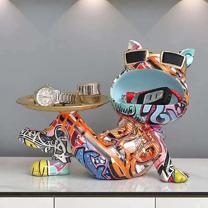 Color lucky dog key storage porch ornament home living room entry shoe cabinet light luxury decoration housewarming gift