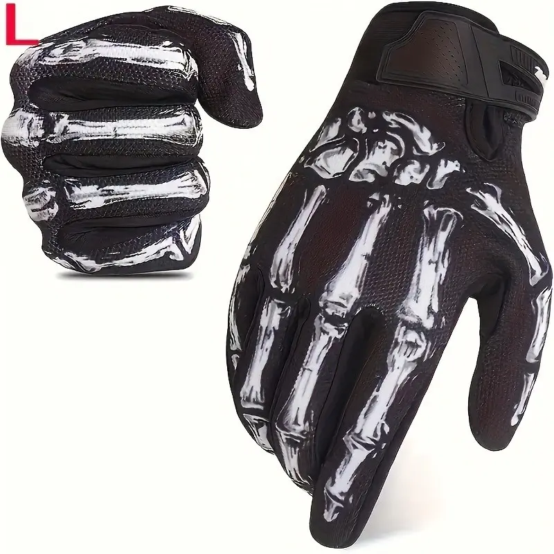 Halloween Skull Print Rose Ghost Clawtouch Screen Gloves, Full Finger Bike Riding Gloves, Sports Outdoor Gear, Unique Design