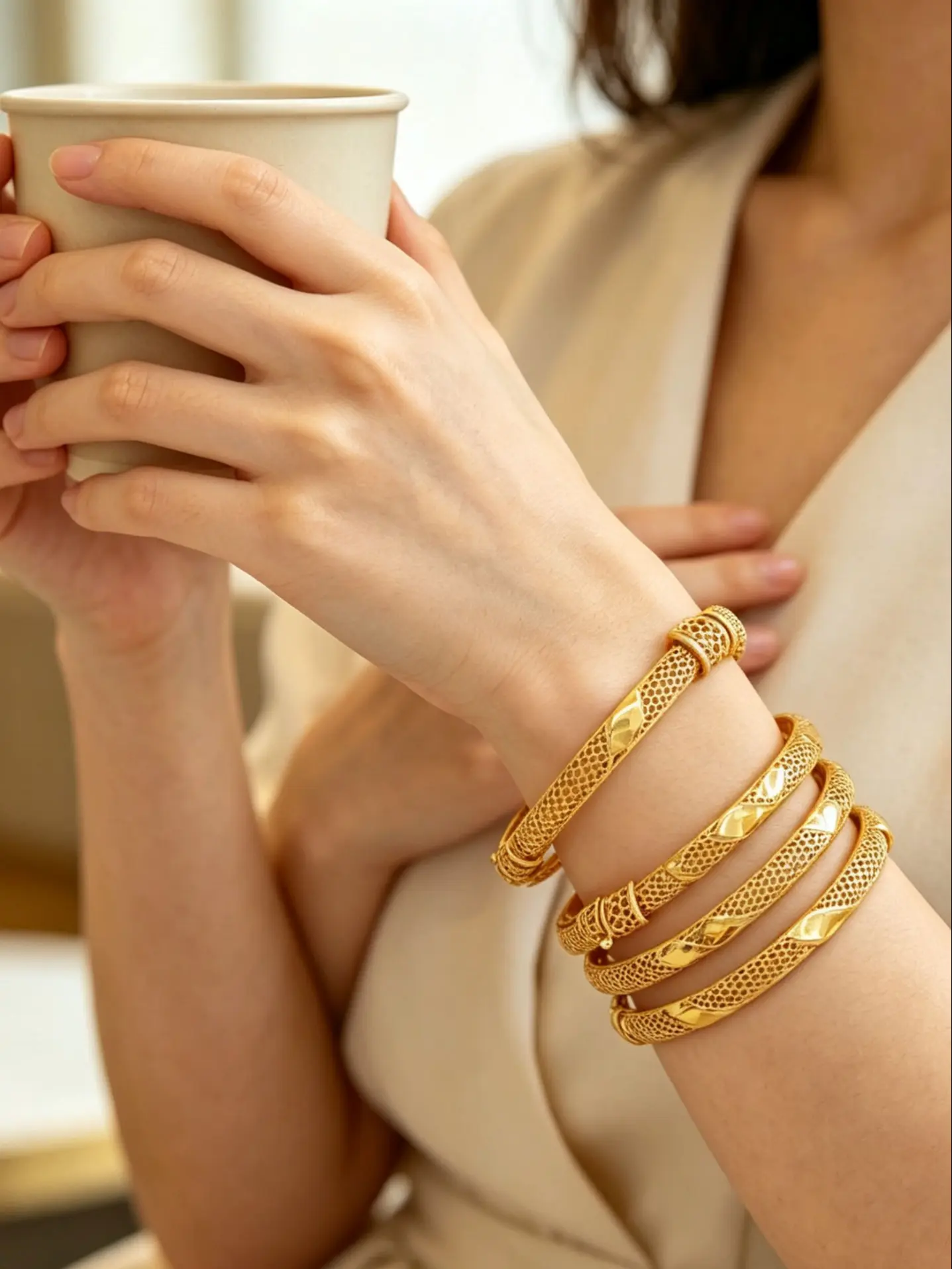 4 Elegant Openable Bracelet Combination Set for Women, Perfect for Parties, Weddings, Valentine's Day, All Seasons Jewelry Gift