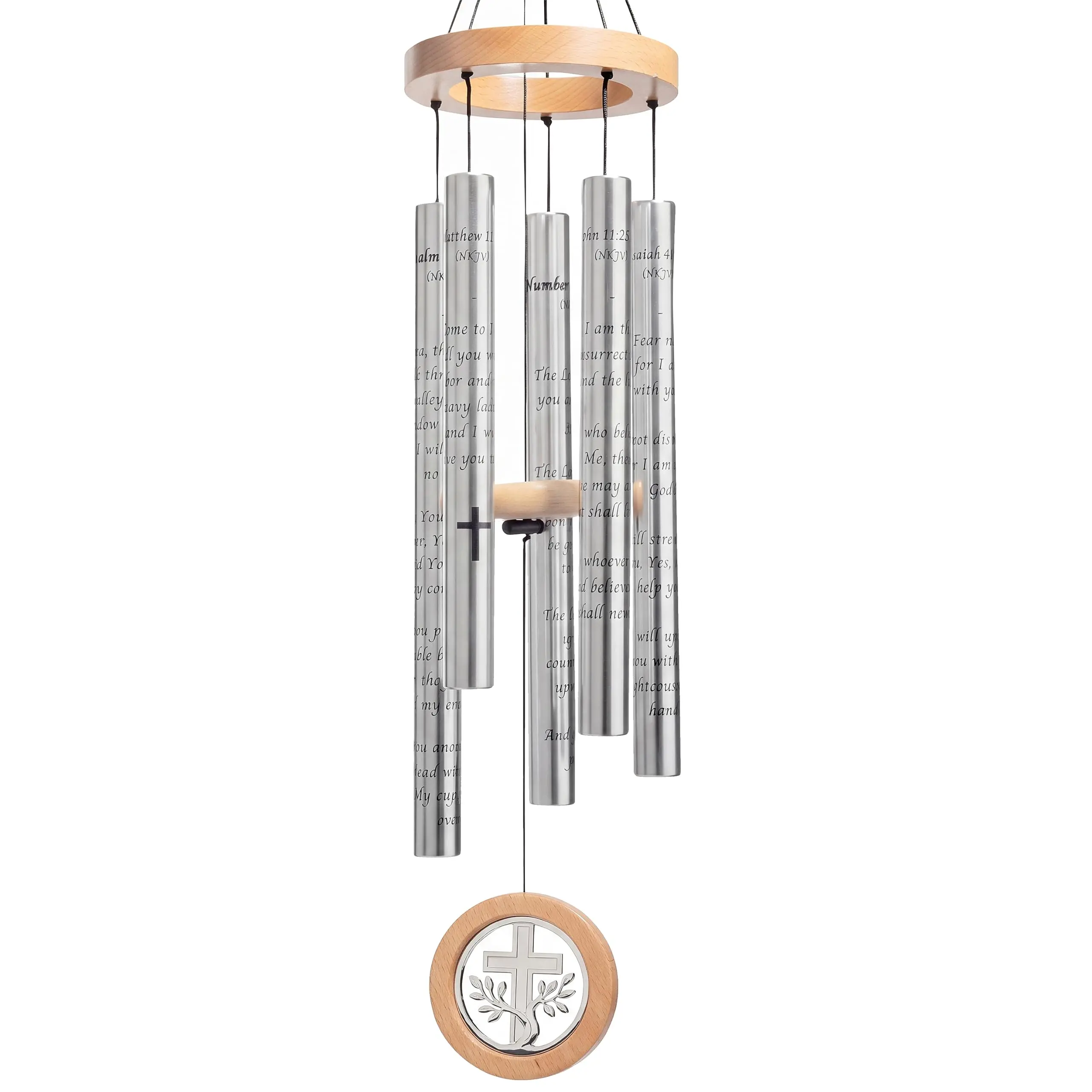 32" Tree of Life Wind Chimes, Premium Aluminum Sympathy Wind Chime, Deep Tone Religious Memorial Gift for Patio Garden & Indoor Tabletop