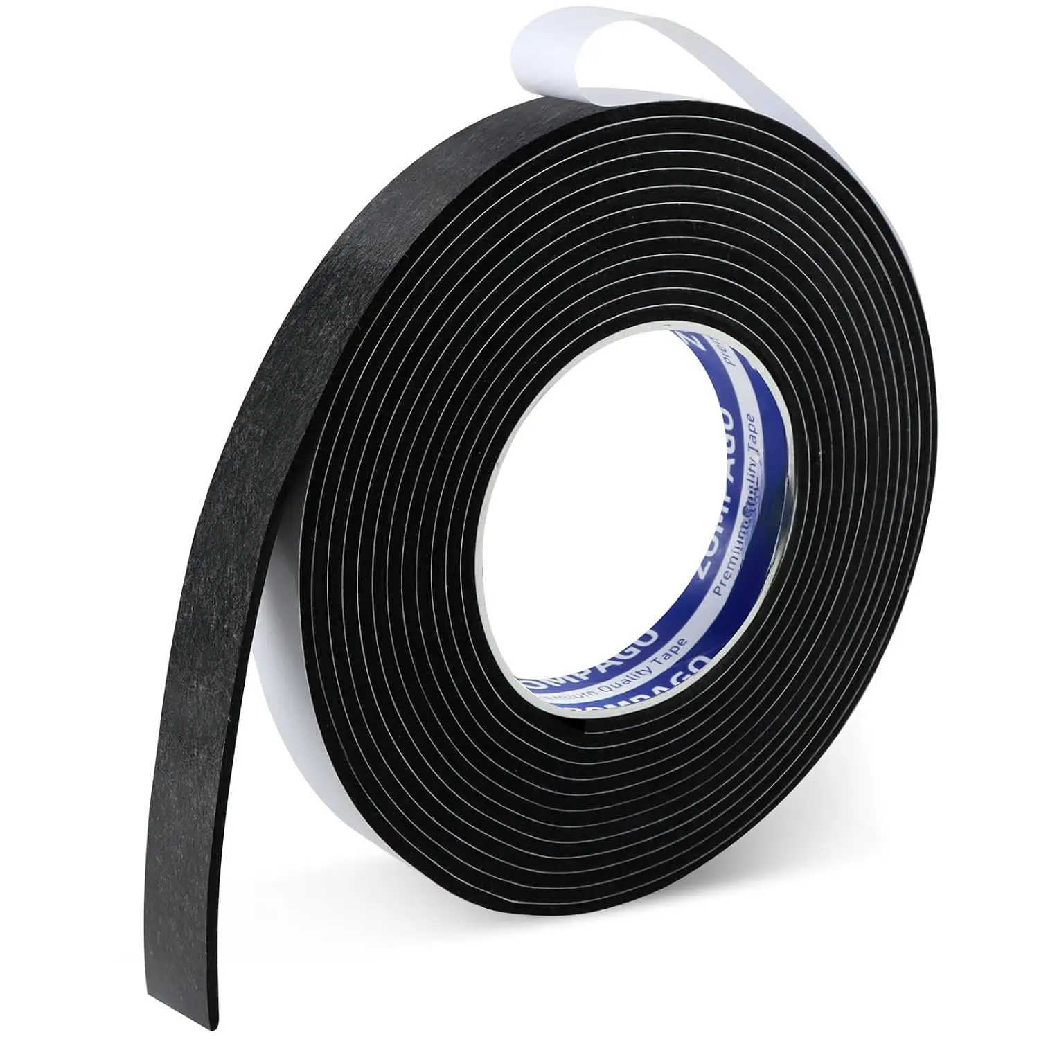 Tape Weather Stripping, 0.8in x 16.4FT Black Single Sided Adhesive Rubber Seal Strip, Window Gap Filler & Door Seal Weatherstripping for Doors, Exterior Window Gasket Door Insulation