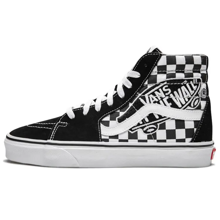 Vans SK8 OTW Patch Black Checkerboard Embroidered Logo Waterproof High-Top Sneakers Unisex Verifiable, with credentials and supporting global authentication