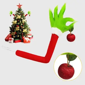 Christmas Tree Grinch Arm Ornament, Festive Decoration with Fruit, Fun Christmas Hanging Decor, Unique Holiday Atmosphere Enhancer