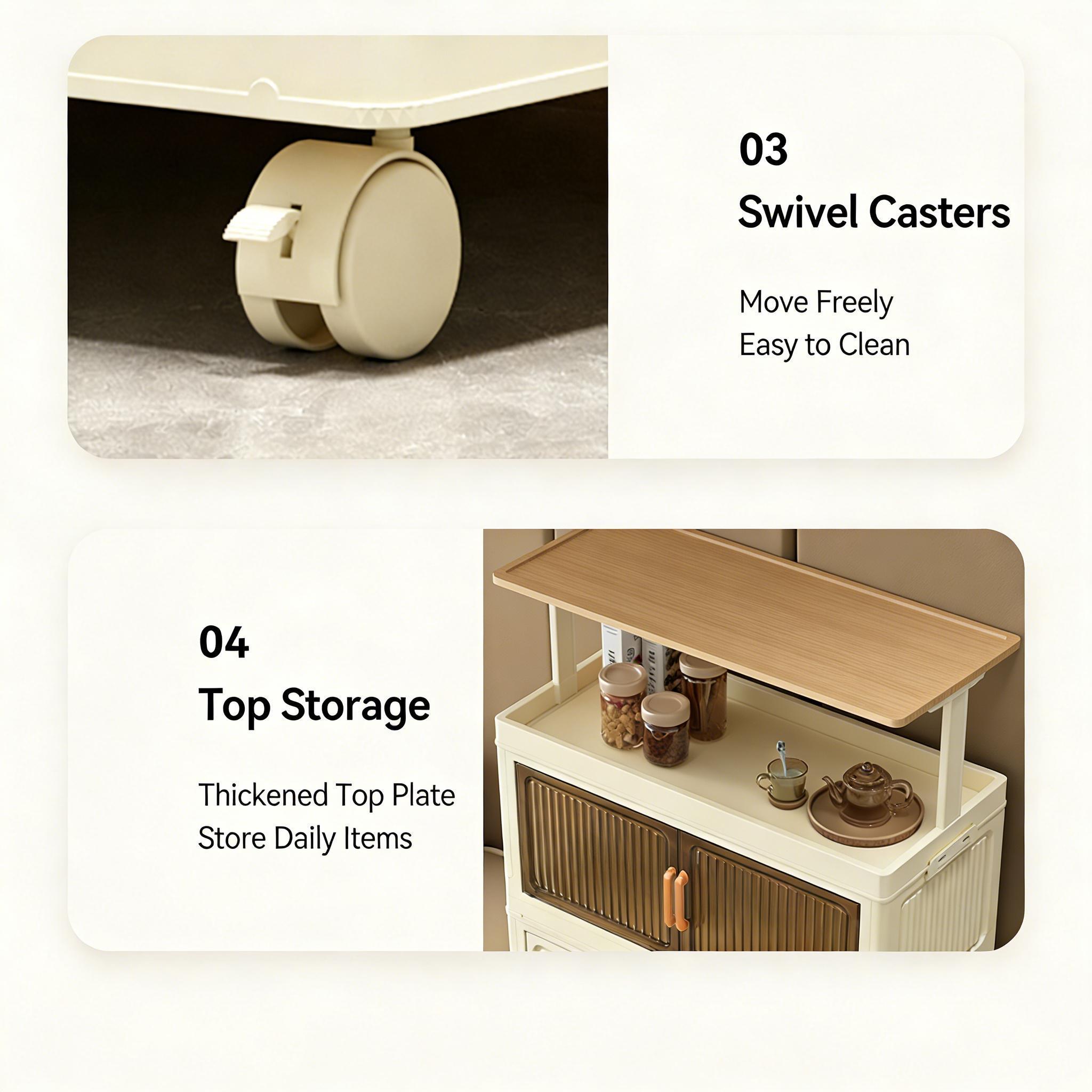 5 Tier Plastic Foldable Organizer with Wheels, Collapsible Stackable Storage Bins for Closet & Bedroom