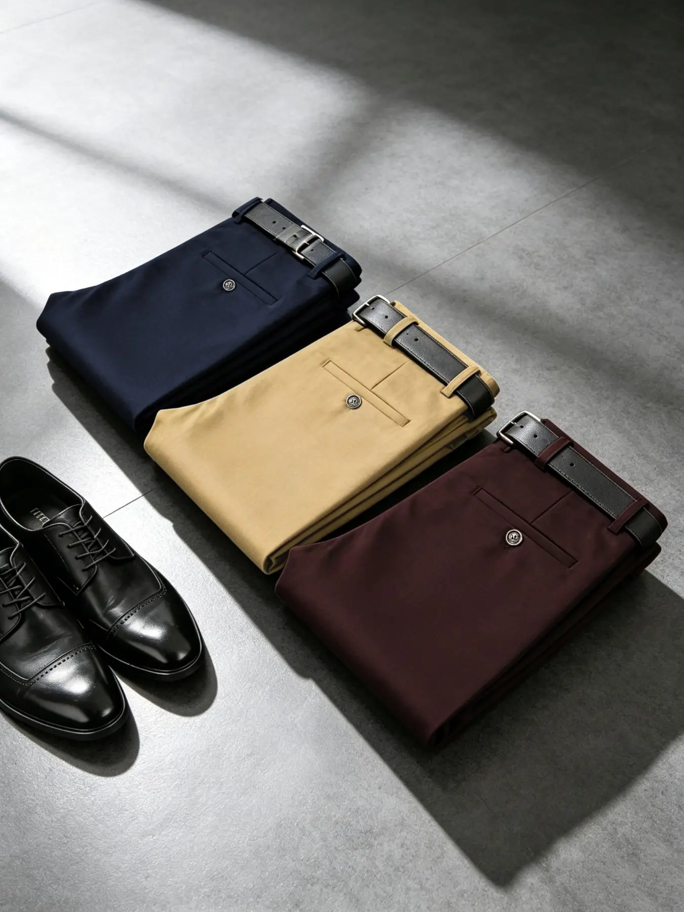 3- Pack Men's Business Casual Wrinkle- Resistant Smooth Straight-Leg Trousers Pants, Ideal for Office & Daily Wear (belt Not Included)