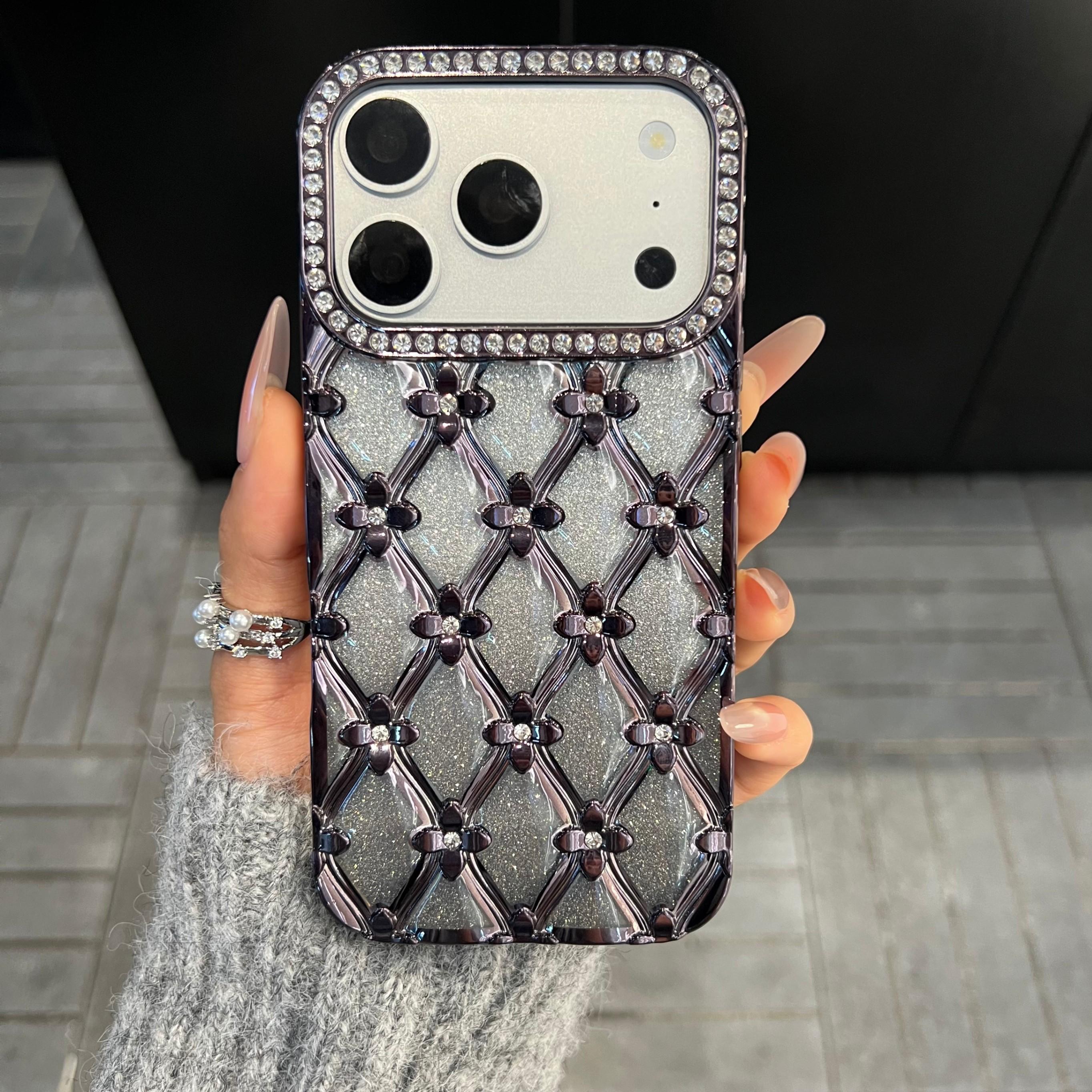 Pink Rhinestone Starry Sky Soft Case for iPhone 17 Pro Max 16 Pro Max 15 14 13, Luxury Bling Protective Cover