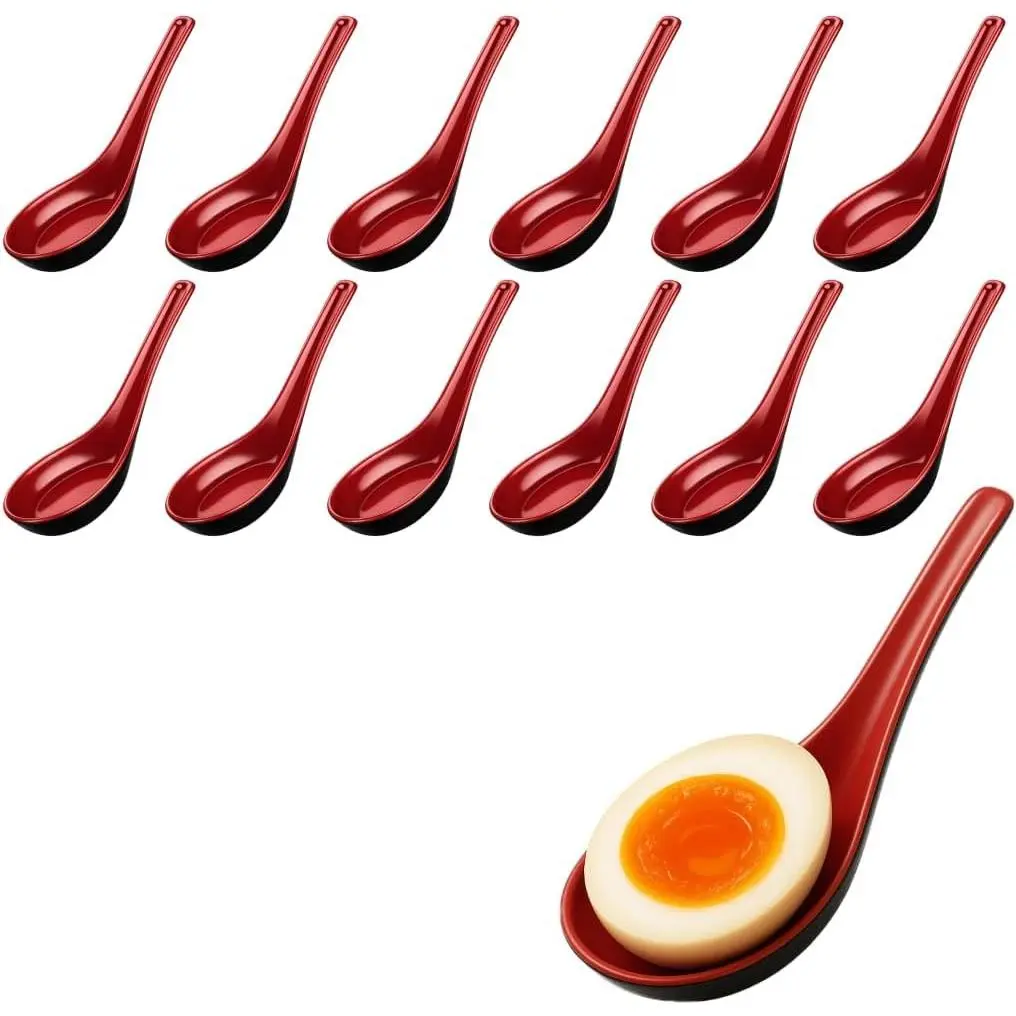 JapanBargain 2384, 12-Pack Melamine Soup Spoons for Pho Ramen Wonton Soba Rice Noodles, 5-Inch Asian Utensils, Heat Resistant, Dishwasher Safe, Break and Scratch Proof