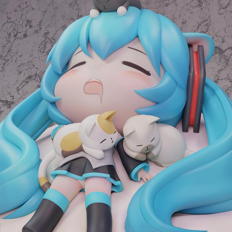 11CM Hatsune Miku Sleeping Anime Action Figurines Doll Desktop Ornament Kawaii Chassis Decor Kawaii Statue Model Trendy Toy Gift