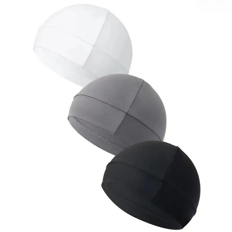3pcs Unisex Plain Polyamide Skull Caps - 2026 Summer Stretchy Fitted Shape Beanies, Outdoor Wear Round Cap, Helmet Liner Biking Accessory, Machine Washable DIY Bag Accessory