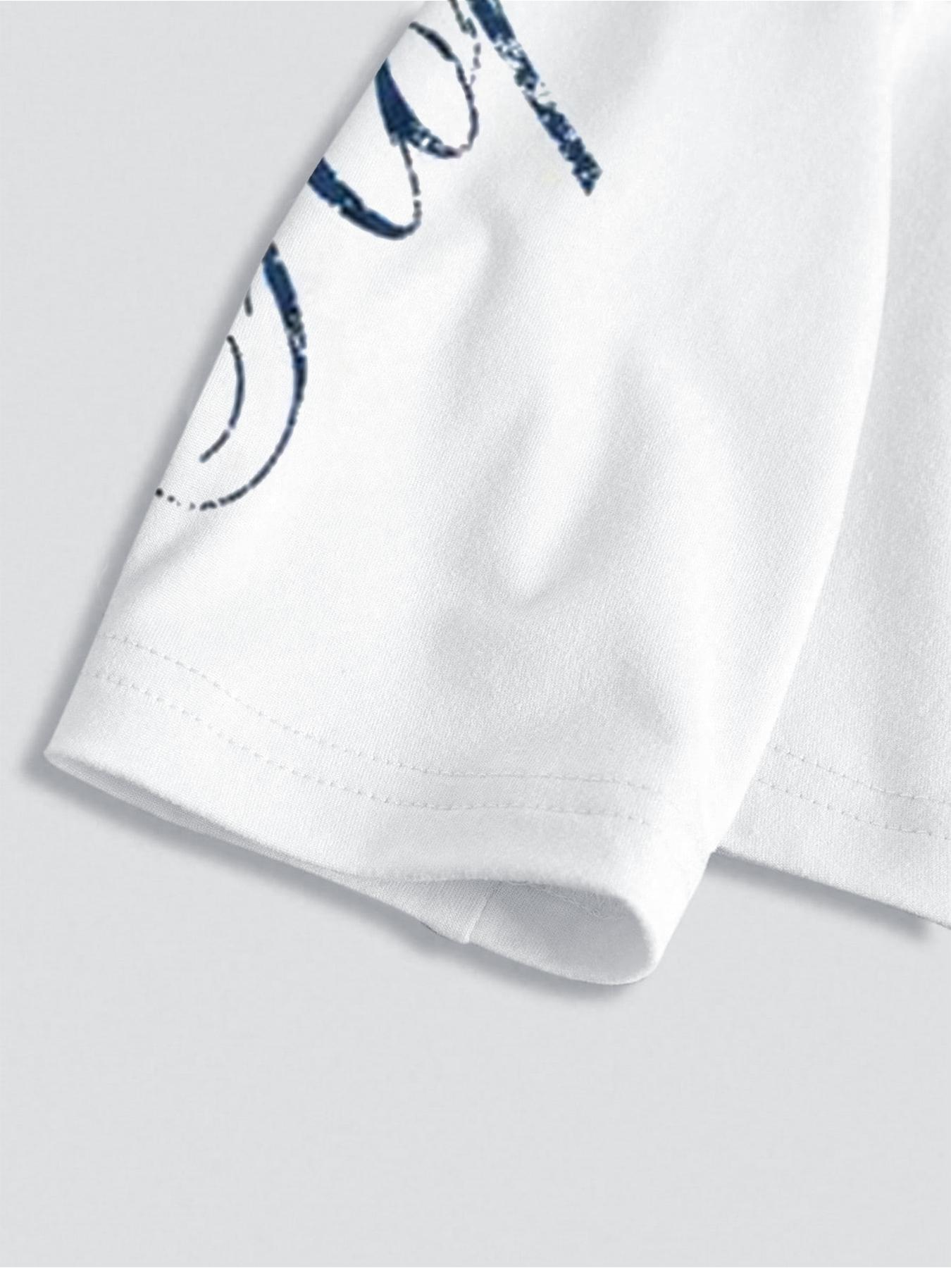 Men's Letter ＆ Number Print Long Sleeve Tee, Regular Fit Casual Street T-shirt for Daily Wear, Men's Top for All Seasons