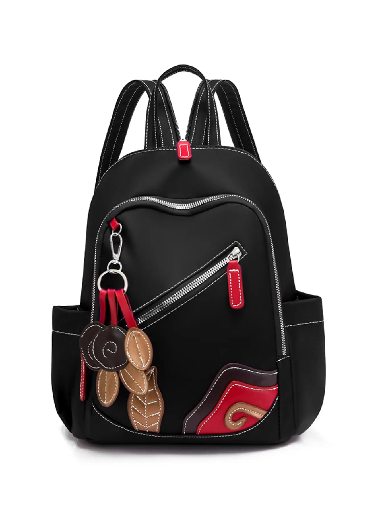 Leaf Pattern Mini Backpack, Waterproof Nylon, Lightweight Anti-Theft, Multi-Pocket, Ideal for Daily Use, Commuting, Travel, Shopping