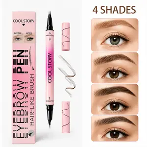 Double head bifurcated water eyebrow pencil Brow Definer waterproof and sweat resistant, durable, wild eyebrow eyeliner two in one, 4-color