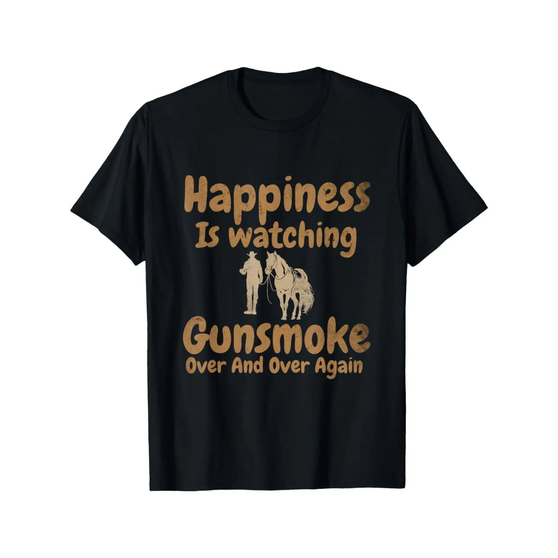 Happiness is to watch the bullets repeatedly cowboy T-shirt local warehouse delivery men's T-shirt men's T-shirt Christian theme shirt rock T-shirt men's clothing clearance sale