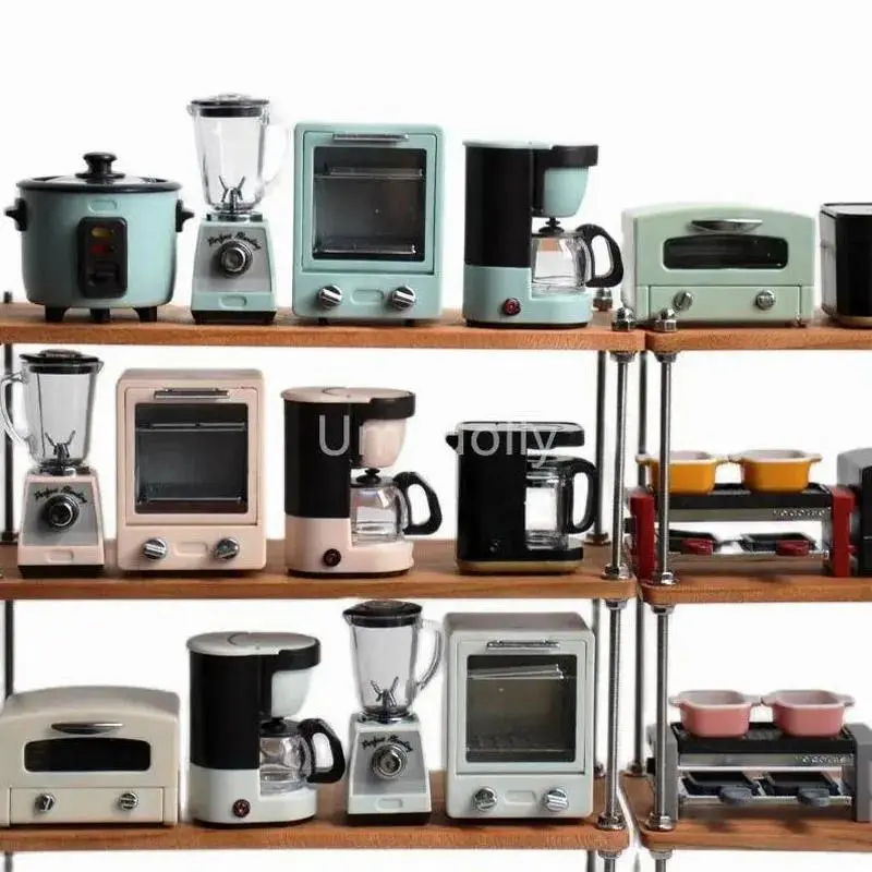 1/6 Scale Plastic Miniature Dollhouse Toy Appliances Set - Juicer, Coffee Machine, Cooker - Battery-Included Mini Kitchen Models for BJD Blyth Doll Accessories, 4-6 Years Kids' Not-Real Toy, Decoration