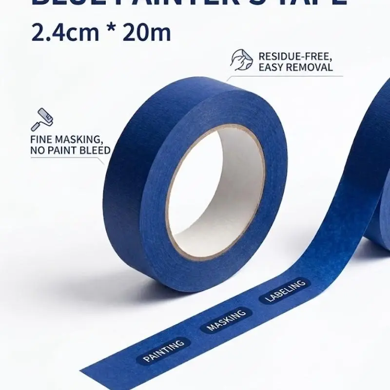 Yitape Blue Masking Tape, Adhesives, Essential for Drawing, Masking Tape for Painting, Clean Edges, No Residue, Ideal for DIY Crafts and Home Renovation, Strong Adhesion, Easy Removal