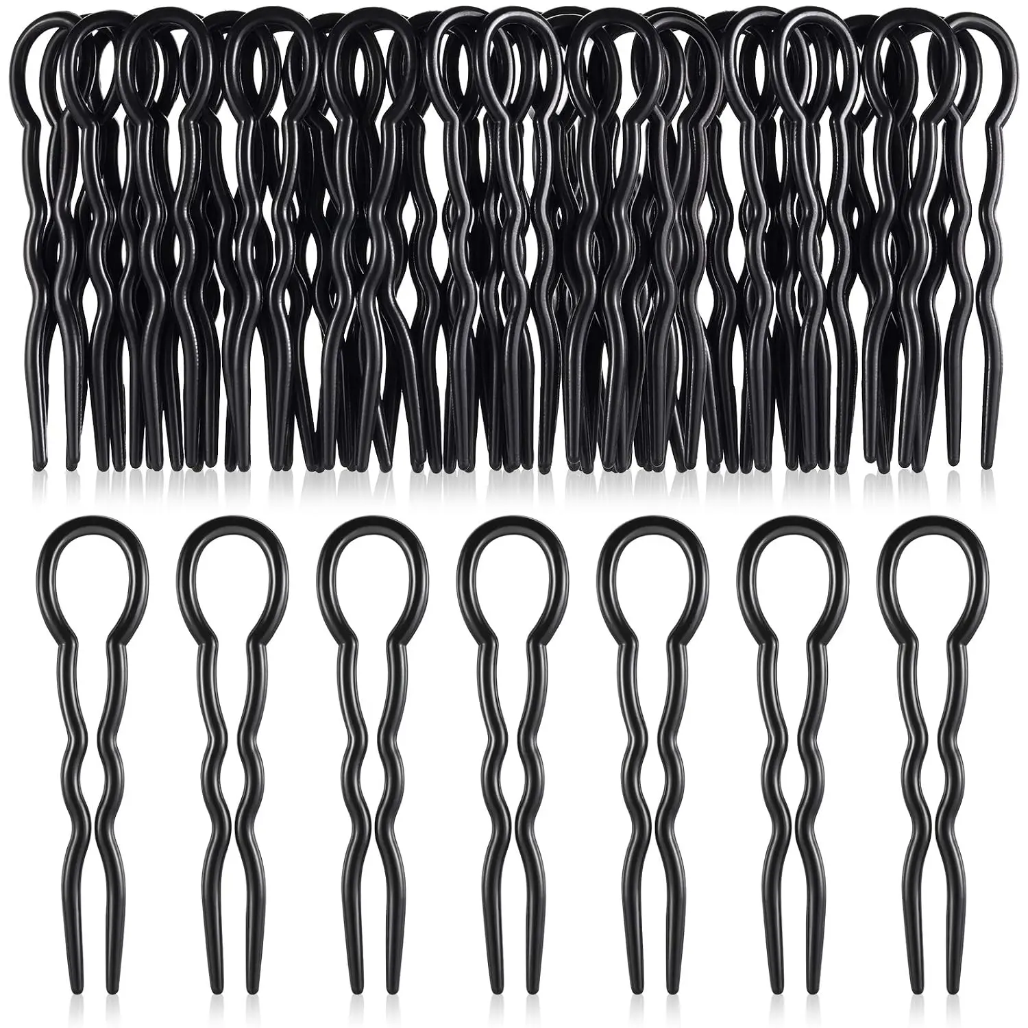 24 count Plastic Hair Bobby Pins U Shaped Grip Pins  Spiral Clips Hair Grip for Women Hairstyle Accessories(Black)