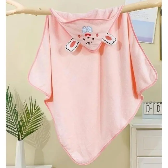 Cute Animal Embroidery Hooded Towel - Sports & Outdoor Protective Gear Accessory, Ultra-Absorbent Chemical-Free Coral Fleece Wrap, Quick-Dry Soft Gift with Playful Look, Generous Size All-Seasons Bath Cover