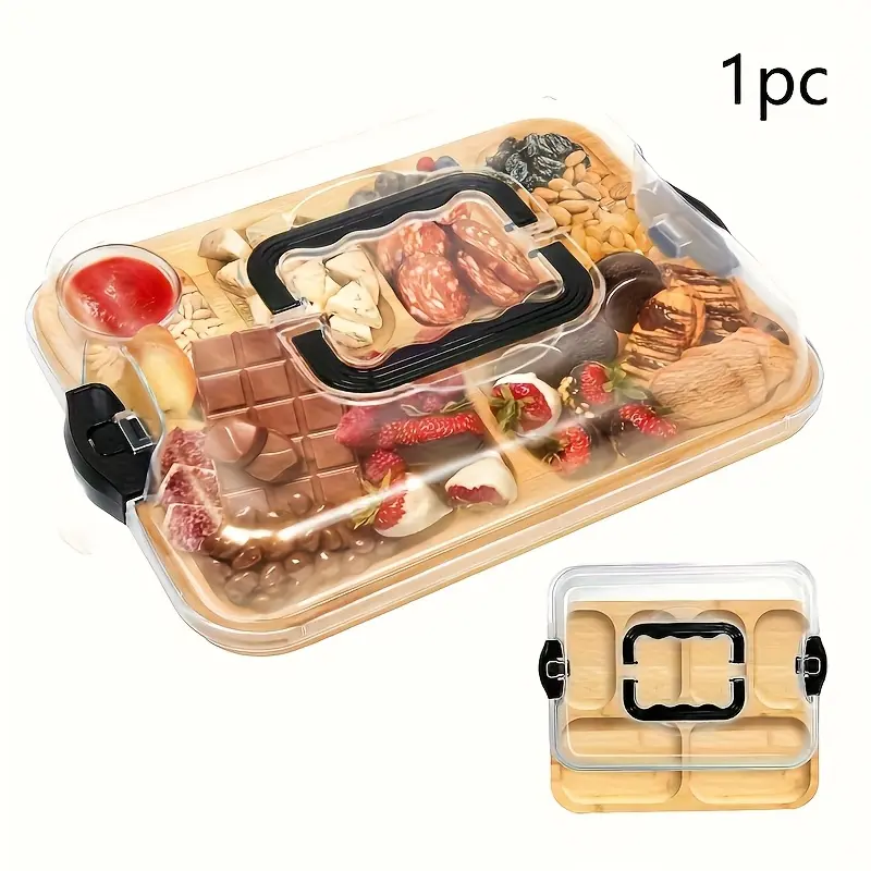 Party Platter Set (Food-Grade Food Safe Plastic Tray + Lid) – American-Style Deli Platter with Clear Acrylic Lid