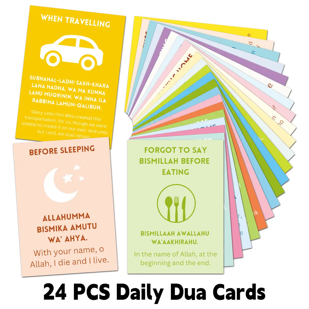 24pcs Daily Dua Cards, Ramadan Eid al-Fitr Daily Reminder Cards for Daily Reflection and Inspiration, Prayer Cards, For Daily Good Deeds Tracking, Religious Gift for Women Men, Positive Message Card, Inspirational Card, Bilingual Cards