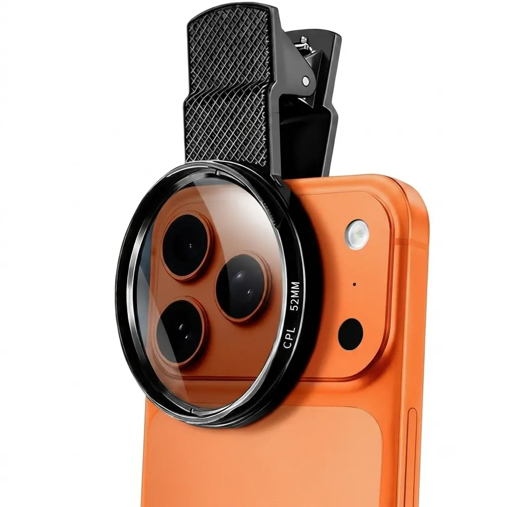 52mm Clip-On Cpl Phone Cameralens Filter Kit, Upgrade Circular Polarizing Filter, Portable Polarizer for Most Cell Phones, Cpl Filter for Phone