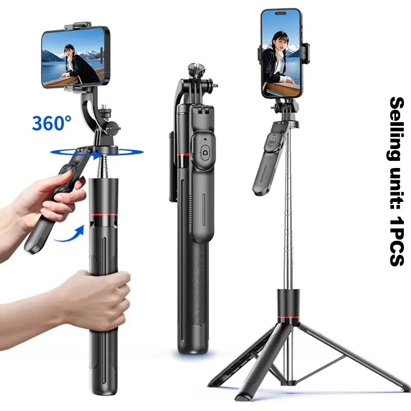 Selfie Stick Tripod with Remote, 360° Anti-Shake Phone Stand, 67-Inch Gimbal Stabilizer, Portable Travel Vlog Kit for Live Streaming