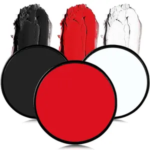 3Pcs black white red water-based face & body paint set, mild & easy to clean. Perfect for Halloween clown, zombie, cosplay and costume party makeup.
