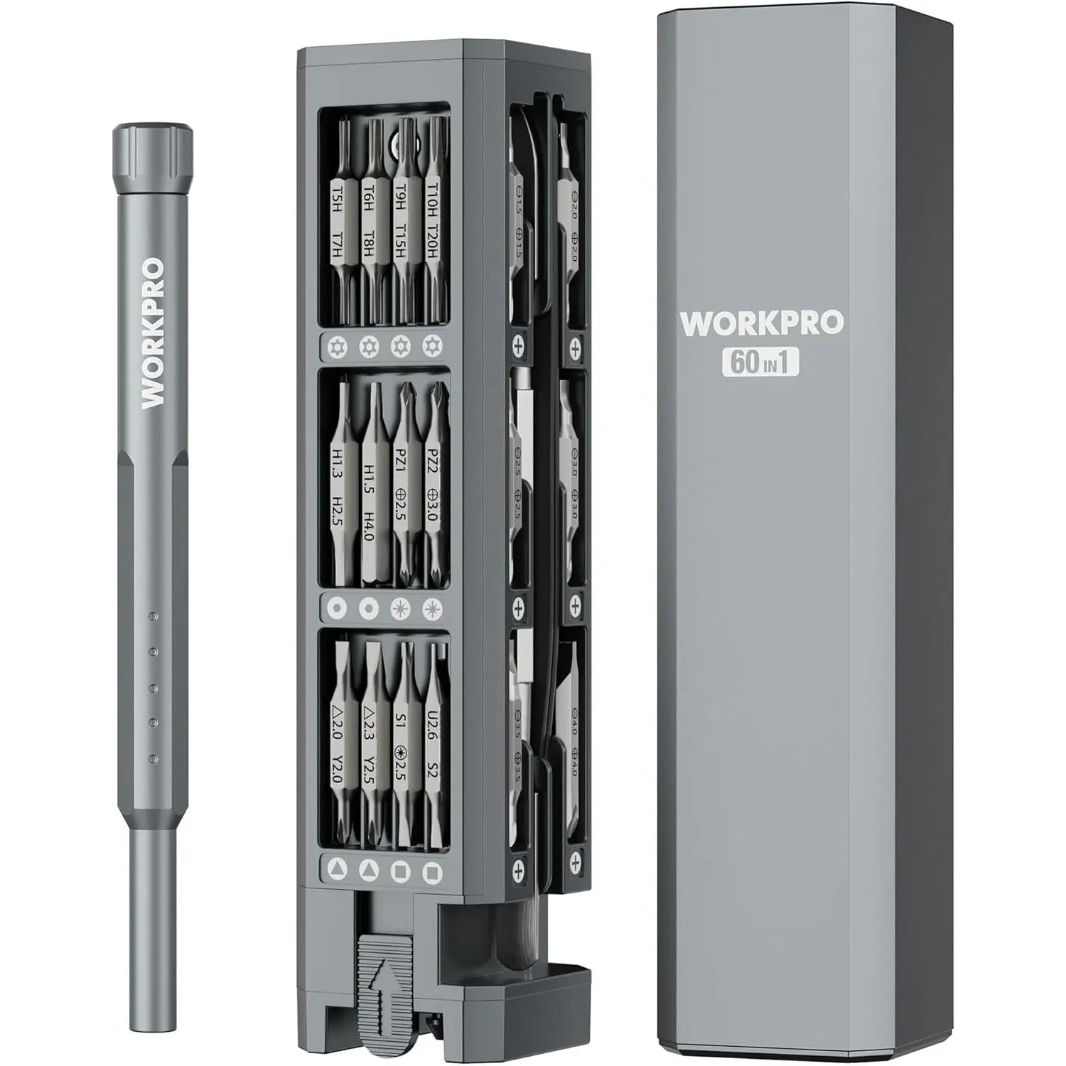 60-in-1 Screwdriver Set with Pop-up Case, Well-organized CRV Small Screwdrivers, 360°Spin Mini Screw Driver Kit for Electronics, Phone, Computer, PC, Watch, Eyeglass