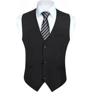 Mens Suit Vest Business Casual Dress Waistcoat Vest Solid Color Formal Wedding Vests for Suits or TuxedoGift.