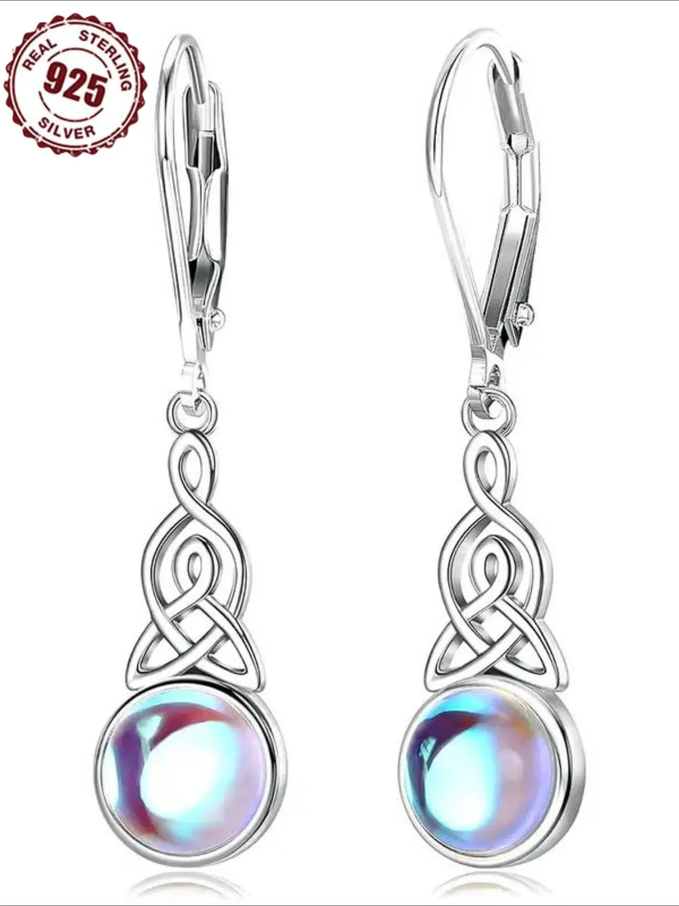 925 Sterling Silver Moonstone Decor Dangle Earrings, Vintage Style Drop Earrings for Women, Fashion Jewelry Accessories for Daily Wear
