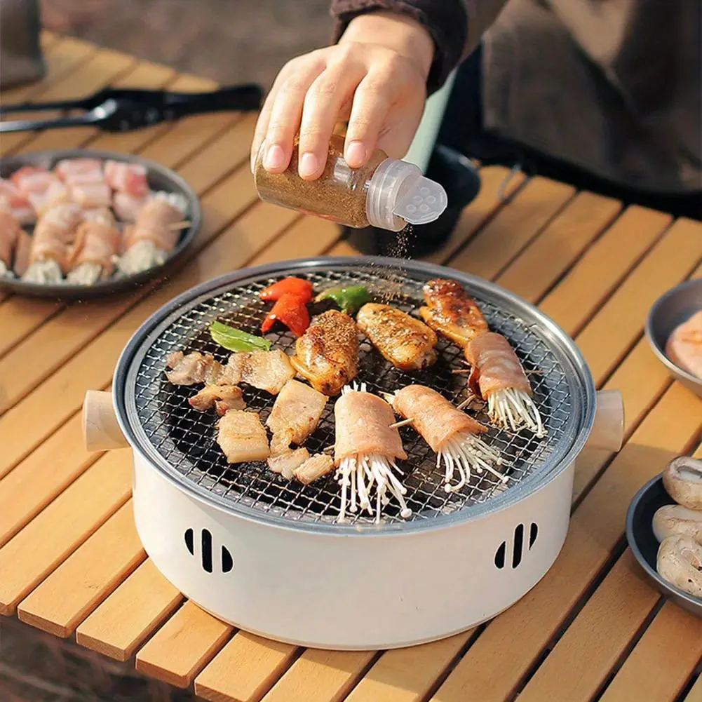 Stainless steel barbecue grill, portable small desktop barbecue grill with grill net, household detachable barbecue charcoal stove, Bbq Charcoal Grills