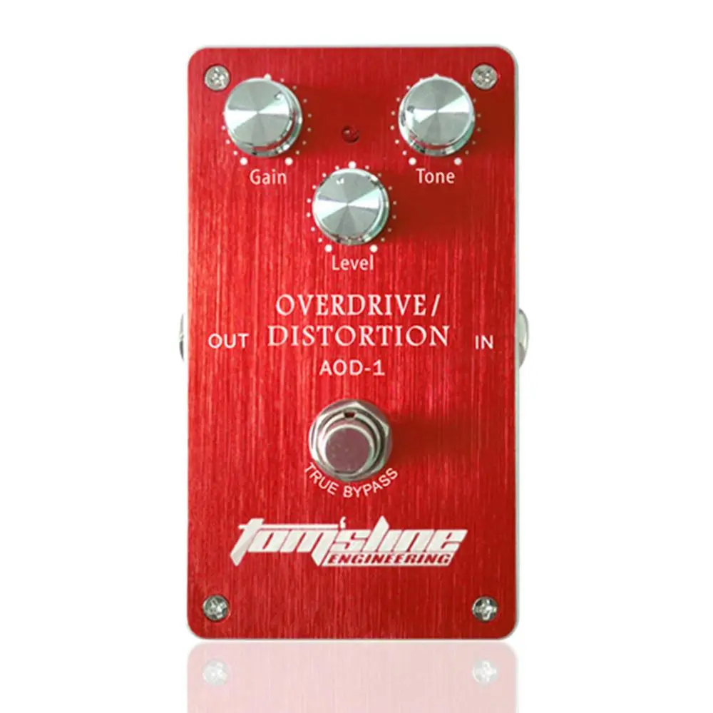 AOD-1 Overdrive Distortion Effect Pedal, Tube Distortion Simulation with Internal FET Transistor, High Gain & Ultra Low Noise, Low Power Consumption, Gain/Tone/Level Controls, True Bypass Guitar Stompbox, Guitar Effects Pedal