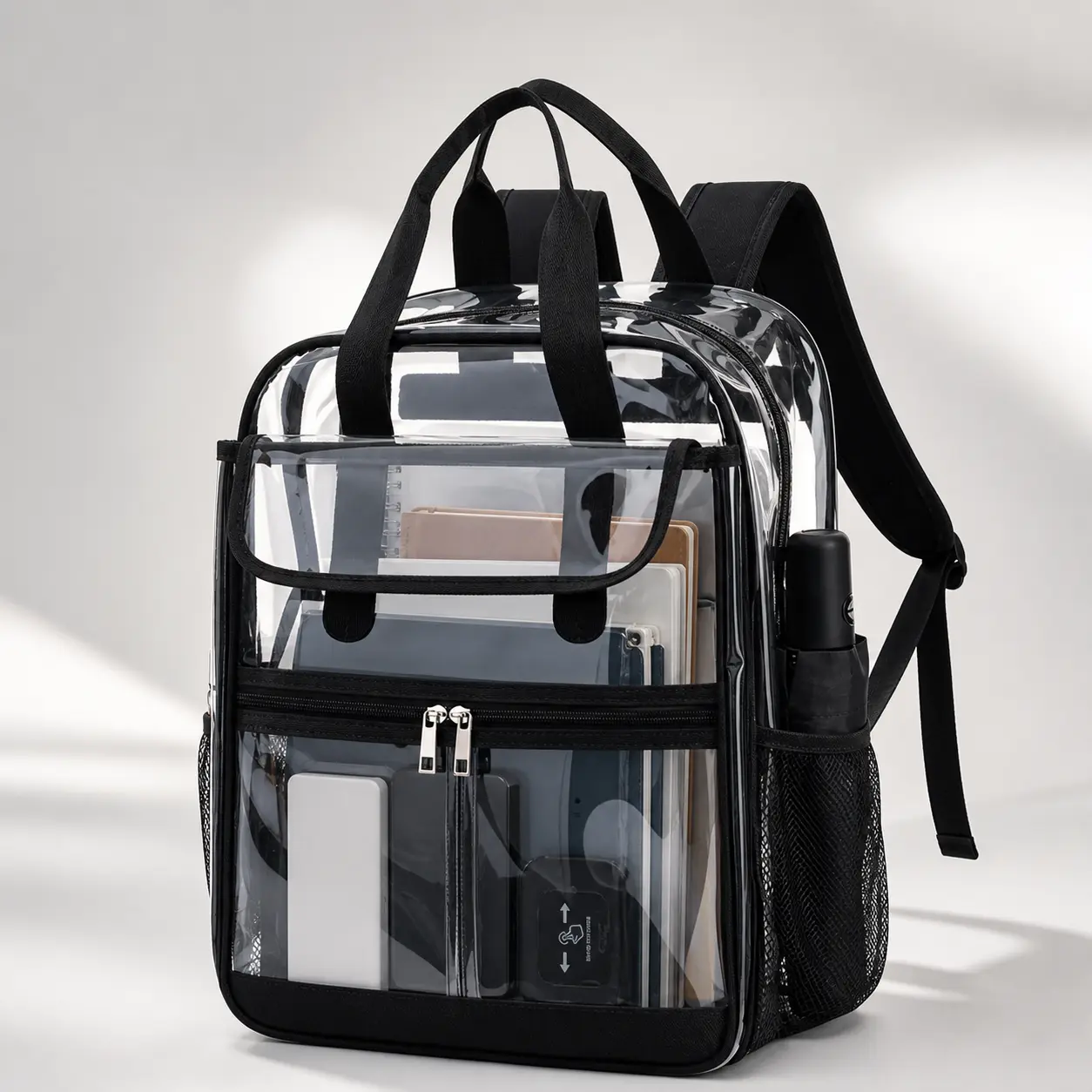 Clear See Through Backpack For Travel 15 Inch Laptop PVC School Bag Waterproof Unisex Large 36 55L Casual Daypack For Students Weekend Getaway Cozy Air Cushion Straps Solid Color Easy Access
