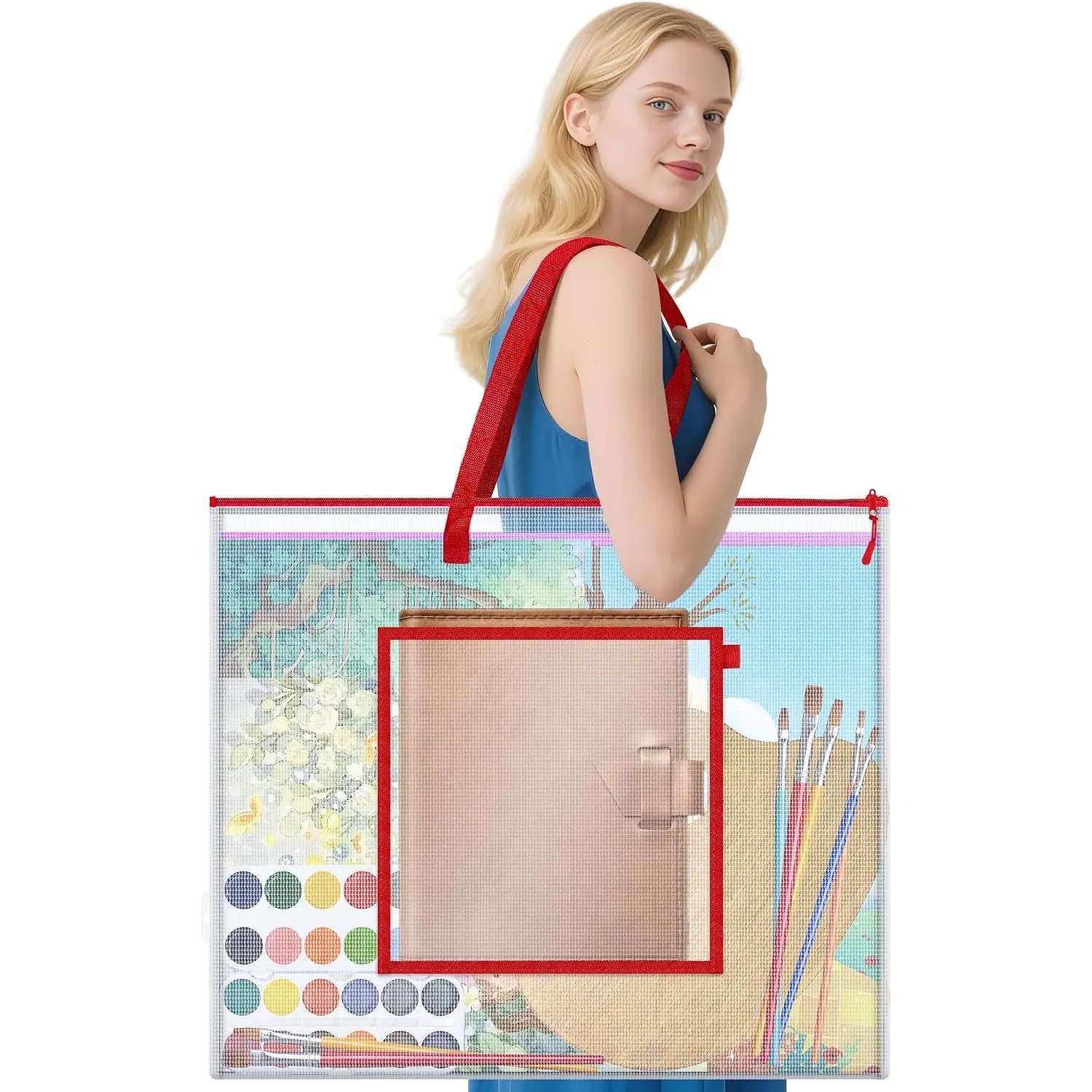 Large Poster Storage Bag, 25" x 19" Art Portfolio Bag with Pocket for Poster,  Mat, Bulletin Board, Scrapbook,  -  Art Bag for  Office Outdoor