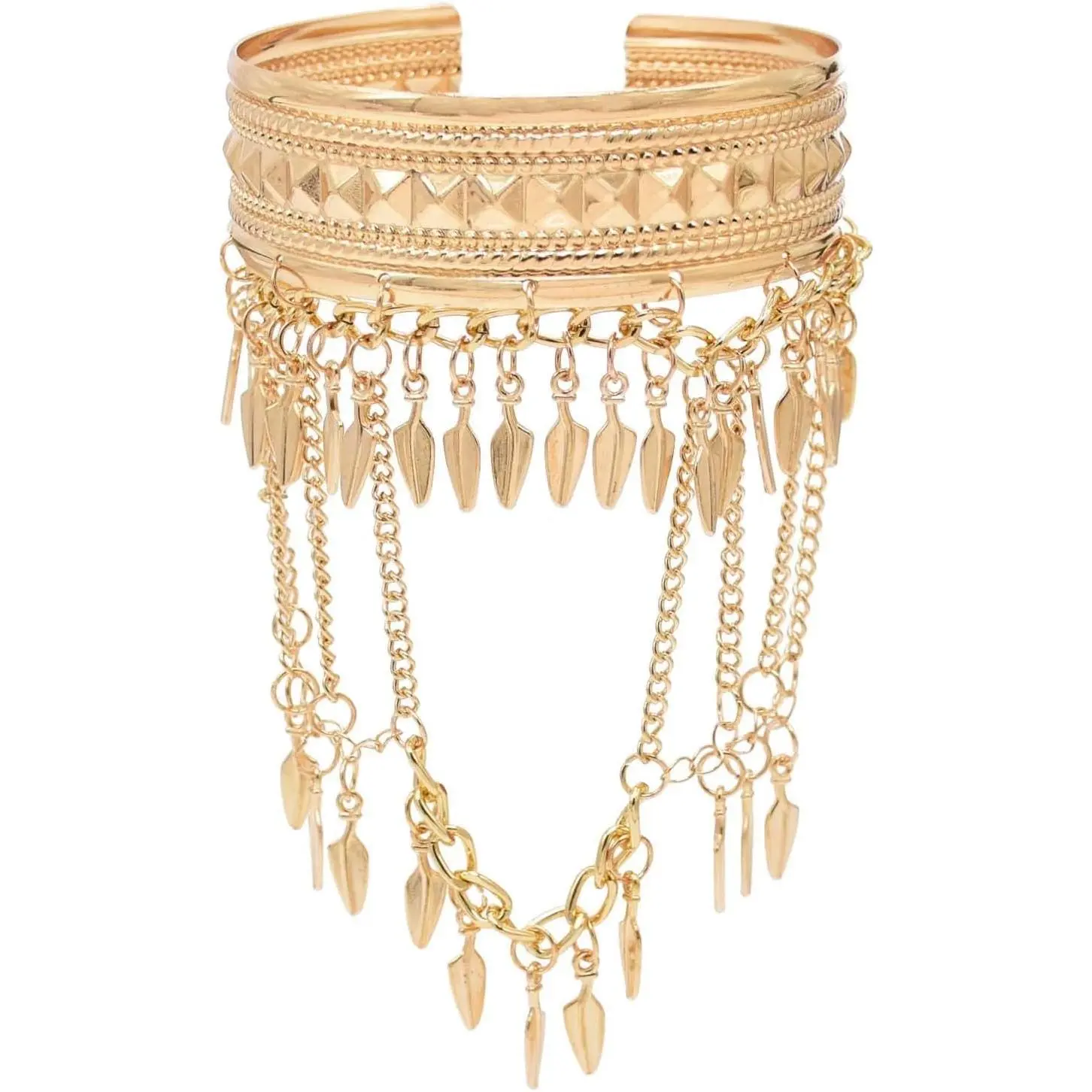 3 Styles Golden  Leaf Tassel Cuff Arm Bangle,Adjustable Open Bracelets for Women, Ethnic Boho India  Accessories Party Festival