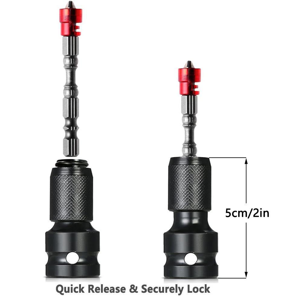 1/2-Inch Square Drive to 1/4-Inch Hex Female Socket Adapter Converter, Quick Release Chuck Adaptor for Impact and Ratchet Wrenches