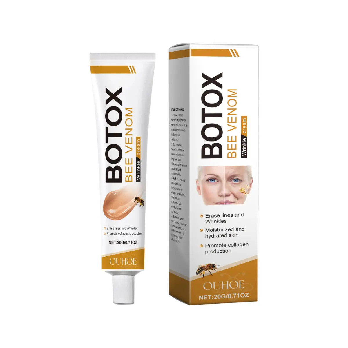 1pc, Bee Venom Skin Cream, Face Moisturizer, Mineral Oil, Glyceryl Stearate, Firming, Hydrating, Softens Skin Texture, Daily Nourishing Cream