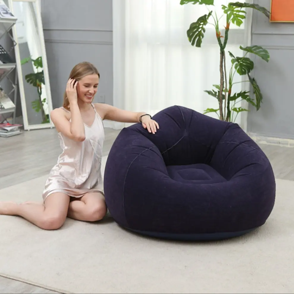 Inflatable Lazy Boy Sofa, Ball Design Outdoor Camping Chair, Foldable Nap Lounge, Comfortable Backrest & Armrest Seating, Folding Sofa