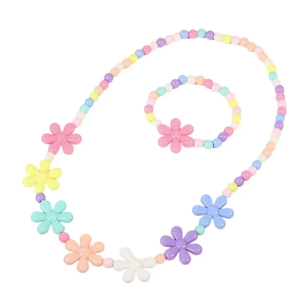 Beads Necklace Bracelet Princess Set Lovely Heart Jewelry Kit Costume Necklaces for Pretend Play Dress up Jewelry (Random color)