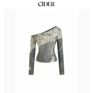 Cider Asymmetrical Neck Conversational Top SummerFinds