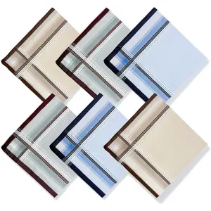 6 Pack Men's Handkerchiefs, 100% Soft Cotton 16x16 Inch Checkered Pocket Squares, Reusable Hankies, Handkerchiefs for men